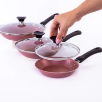 Imagem da promoção Jogo 3 Frigideiras Tramontina 16cm 20cm 24cm Antiaderente C/ Tampa
