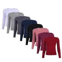 Imagem da promoção Kit 3 Blusas Femininas Basicas Gola V Manga Longa Segunda Pele Blusinha Tshirt