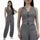 CONJUNTO ALFAIATARIA FEMINIMO COM CALÇA E COLETE RISCA DE GIZ ELEGANTE SOCIAL em oferta