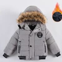 Imagem da promoção Nova jaqueta outono inverno meninos Gola de pele quente moda com capuz zíper agasalhos presente de a