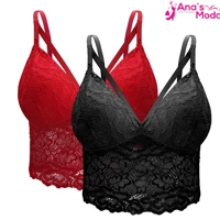 Imagem da promoção Kit 2 Cropped Top de Renda Feminino Alça Dupla Com Regulagem e Bojo
