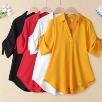 Imagem da promoção Blusa De Chiffon Feminino Solta Camis De Mangas Cirbas Cillas