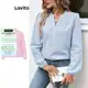 Lovito Blusa plissada casual com estrutura listrada para mulheres LBL11041 em oferta