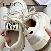 Imagem da promoção IELGY Prata Rosa Moda Feminina 2025 Novos Sapatos De Cricket Sola Grossa Casual E Versátil