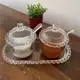 Kit Açucareiro Meleira Travessa 3 Peças Coração Bolinha Em Vidro Lyor em oferta