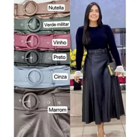 Imagem da promoção Saia Cirre Fit e Flare Com Cinto Longuete -0233