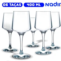 Imagem da promoção Kit de 06 Taças de Vidro Nadir Brunello Resistente de Vinho Gin Tônica Eventos Conjunto 400ml Grande