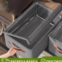 Imagem da promoção Caixa de armazenamento de roupas cinza dobrável à prova d'água com tampa transparente