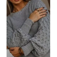 Imagem da promoção Blusa de Frio Feminina Gola Canoa Manga Bufante Texturizada