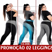 Imagem da promoção Kit 2 Leggings Plus Size ModelaBumbum | Cintura Alta | Conforto + Estilo | Estampa sortida