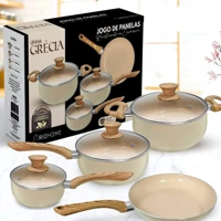 Imagem da promoção Jogo de Panelas Kit 4 Pçs Antiaderente Cerâmica Tampa Vidro Teflon Frigideira Não Usa Óleo Não Gruda
