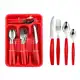 jogo de Talheres kit Inox 25 Peças Conjunto Colheres Garfos facas Cor Vermelho jogo de cozinha em oferta