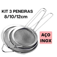 Imagem da promoção Kit 3 Peneira Coador Em Aço Inox Para Cozinha 3 Tamanhos P M G