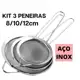 Kit 3 Peneira Coador Em Aço Inox Para Cozinha 3 Tamanhos P M G em oferta