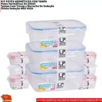 Imagem da promoção Kit Potes 21 Pote Hermético 500ml Com Tampa 4 Travas Alta Vedação Não Vaza Marmitas Fitness Saladas