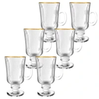 Imagem da promoção Conjunto 6 Canecas Irish Xícara 230ml Filete Dourado café vidro cappuccino Dolce NespressoNescafé Ca
