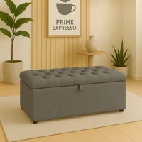 Imagem da promoção Puff Baú pé de cama 90 cm no Sued Capitone Organizador e Sapateira (Porta Objetos e Brinquedos)