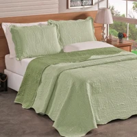Imagem da promoção Kit Cobre Leito Colcha Casal Bouti 3 Peças Dupla Face Estampada Porta Travesseiro Aba Americana
