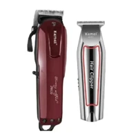 Imagem da promoção Kit Barbeiro Maquina Cortar Cabelo Barba / Kit barbearia profissional kemei 2600 + kemei 032