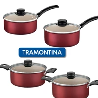 Imagem da promoção Panela Caçarola Conjunto Ou Avulsa Antiaderente C/ Tampa Vidro Tramontina