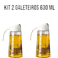 Imagem da promoção KIT 2 Garrafa Galheteiro de VIDRO 630ml com tampa abre e fecha para Azeite Oleo e Vinagre Jarra para