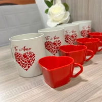 Imagem da promoção Kit carinho 4 canecas estampadas De Amor com 4 xícaras Coracao