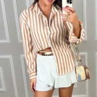 Imagem da promoção Camisa feminina manga longa social listrada risca de giz moda feminina