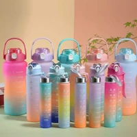 Imagem da promoção Kit 3 Garrafa Agua Squeeze Galão Com Adesivos Lembretes beber Agua novo estilo
