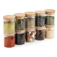 Imagem da promoção Kit 6 Pote De Vidro Porta Tempero Mantimentos Redondo Borossilicato Tampa De Bambu 160ml