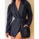 Blazer Sobretudo Feminino Max Blaser Acinturado Manga Princesa Com Cinto Encapado em oferta