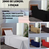 Imagem da promoção Kit Jogo De Lencol Solteiro 3 Pecas Premium Cama Lisos Cores