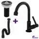 Kit Para Cuba Lavatório Torneira Pia de Banheiro Lavabo Preta ABS + Valvula 7/8 + Sifão em oferta