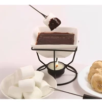 Imagem da promoção Conjunto Aparelho Fondue Em Cerâmica 200ml 5 Pçs Garfo Vela