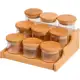 Kit 9 Potes de Vidro 110ml com Tampa de Bambu Hermético e Rack Organizador em oferta