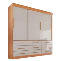 Guarda Roupa Casal 3 Portas 9 Gavetas Luana Sallêto Móveis em oferta