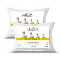 Imagem da oferta Kit 2 Travesseiros 70x50 Antialérgico Lavável Fibra Siliconada Toque de Pluma de Ganso Oaktex Cor Br