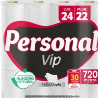 Papel Higiênico Folha Dupla 24 unidades Personal VIP em oferta