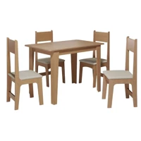 Imagem da oferta Conjunto de Jantar Sonetto Móveis Mesa Retangular 4 Cadeiras Modernas Mel/Bege