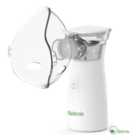 Imagem da oferta Nebulizador Inalador Portátil Marca Bahrein Sem Fio A Pilha Ou Cabo Usb Cor Branco Com Azul Compacto