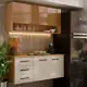 Armário de Cozinha Eliza com Balcão Aéreo 3 Gavetas Telescópicas Ripado 3D MDF MDP Moderno Compacto em oferta