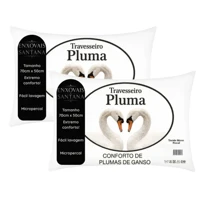 Kit 2 Travesseiros Pena De Ganso 70x50cm Toque Plumas em oferta