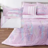 Enxoval Cama Queen Herbal Rosa 7 Peças - Casa&conforto em oferta na ShopTime