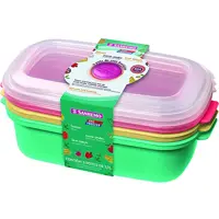Conjunto Com 3 Potes Plásticos Com Tampa Reversível Sanremo Fundo Coral, Verde E Amarelo E Tampa Cri em oferta na Amazon