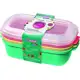 Conjunto Com 3 Potes Plásticos Com Tampa Reversível Sanremo Fundo Coral, Verde E Amarelo E Tampa Cri em oferta