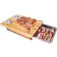 TABUA TECA PARA CHURRASCO 44 X 30 CM COM BANDEJA E 2 POTES INOX, Stolf em oferta