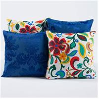 Imagem da promoção Kit Capas de Almofadas Decorativas Floral Azul/Branco 04 Peças