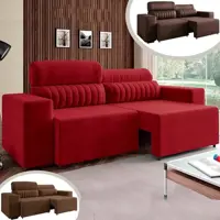 Sofá Retrátil e Reclinável 4 Lugares Suede - Elite Style - Linoforte em oferta na Magazine Luiza