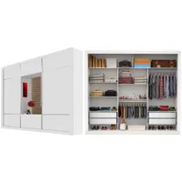 Guarda Roupa Casal com Espelho 3 Portas de Correr Lotse Espresso Móveis Branco em oferta na Magazine Luiza