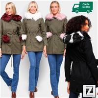 Imagem da promoção Jaqueta Parka Nylon S&V Com Capuz Pelo Feminina