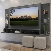 Painel TV 60" c/ Prateleiras de Vidro Nairóbi Multimóveis Grafite em oferta na ShopTime